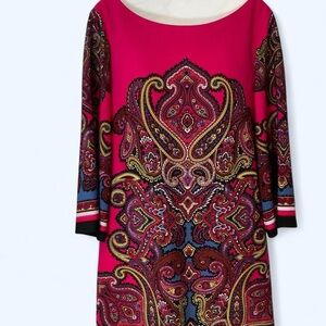 Pink Paisley MIDI Dress with zipper back Approx L Muse
